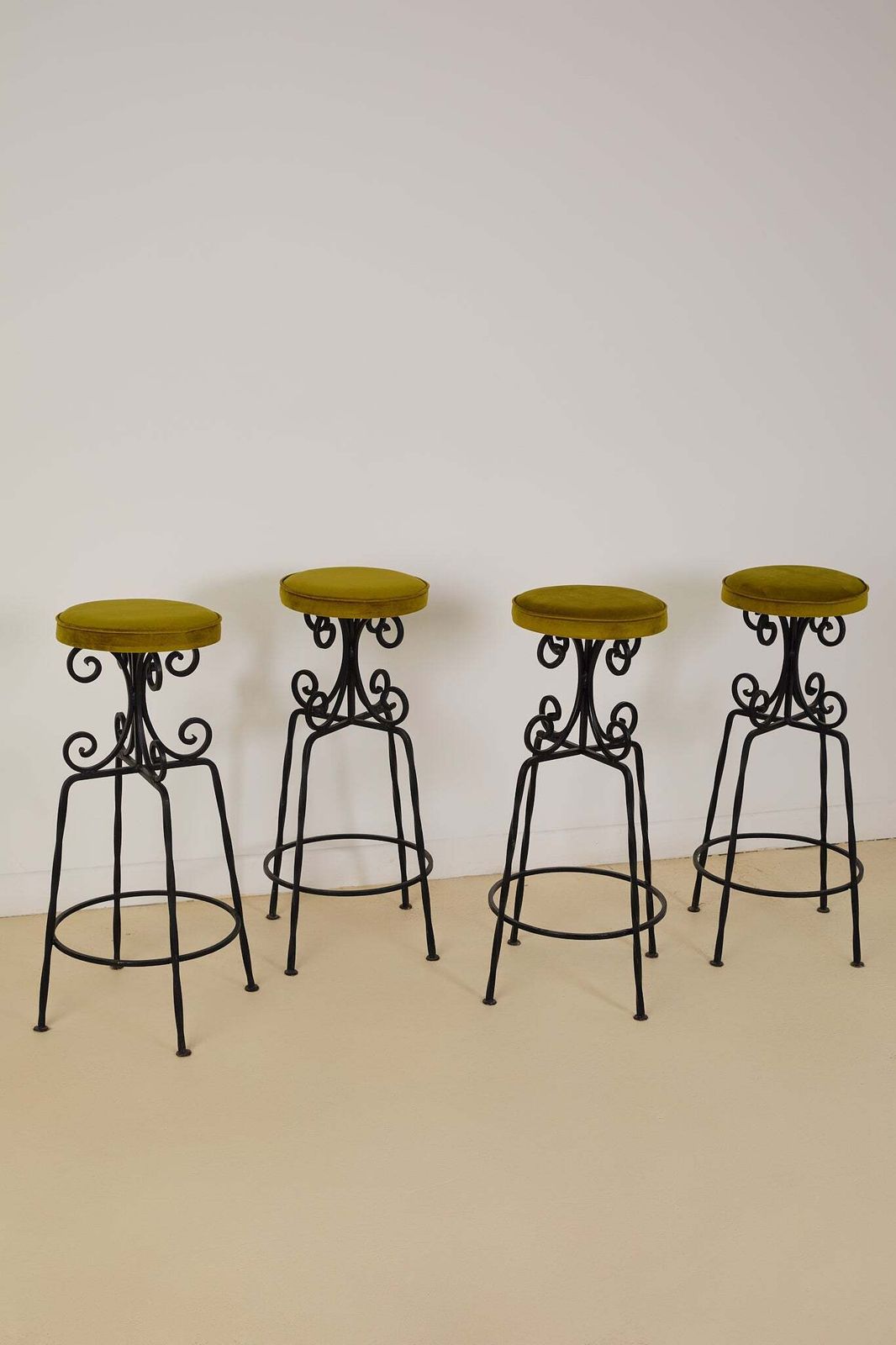 Set Of X4 French Art Deco Forged Bar Stools photo buy
