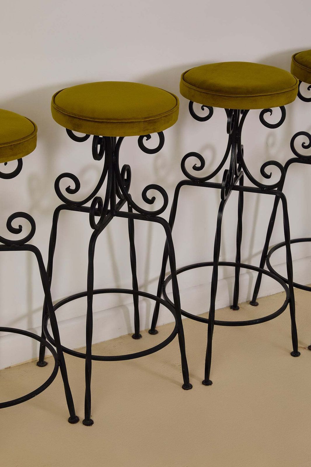 photo furniture Set Of X4 French Art Deco Forged Bar Stools