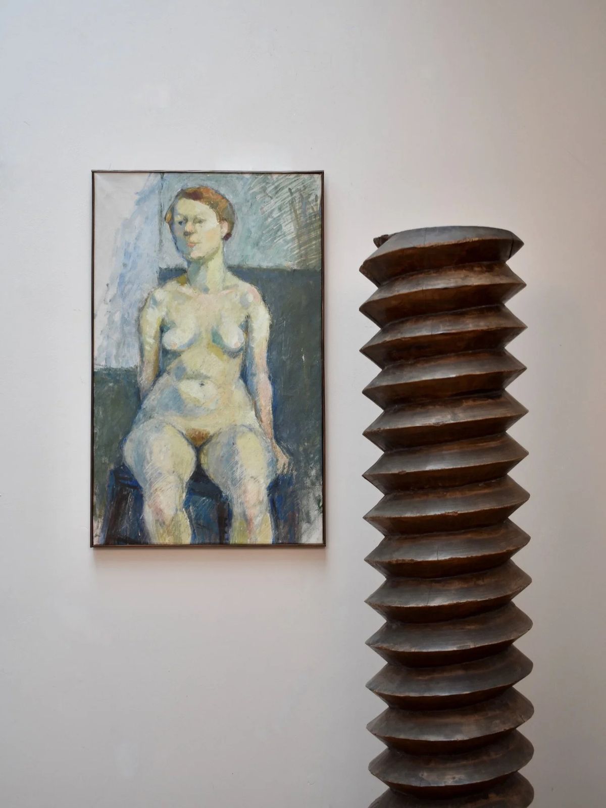 Mid Century Portrait Of A Seated Nude Woman, Oil On Canvas.