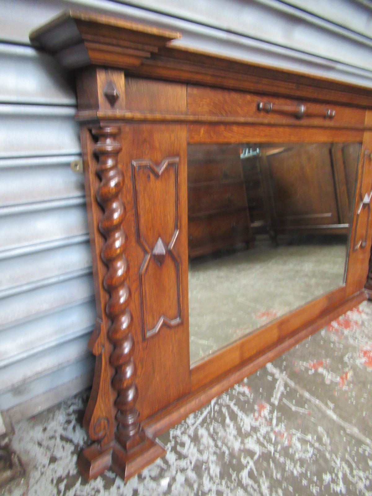 1920s   Oak  Overmantle  Wall Mirror photo for sale