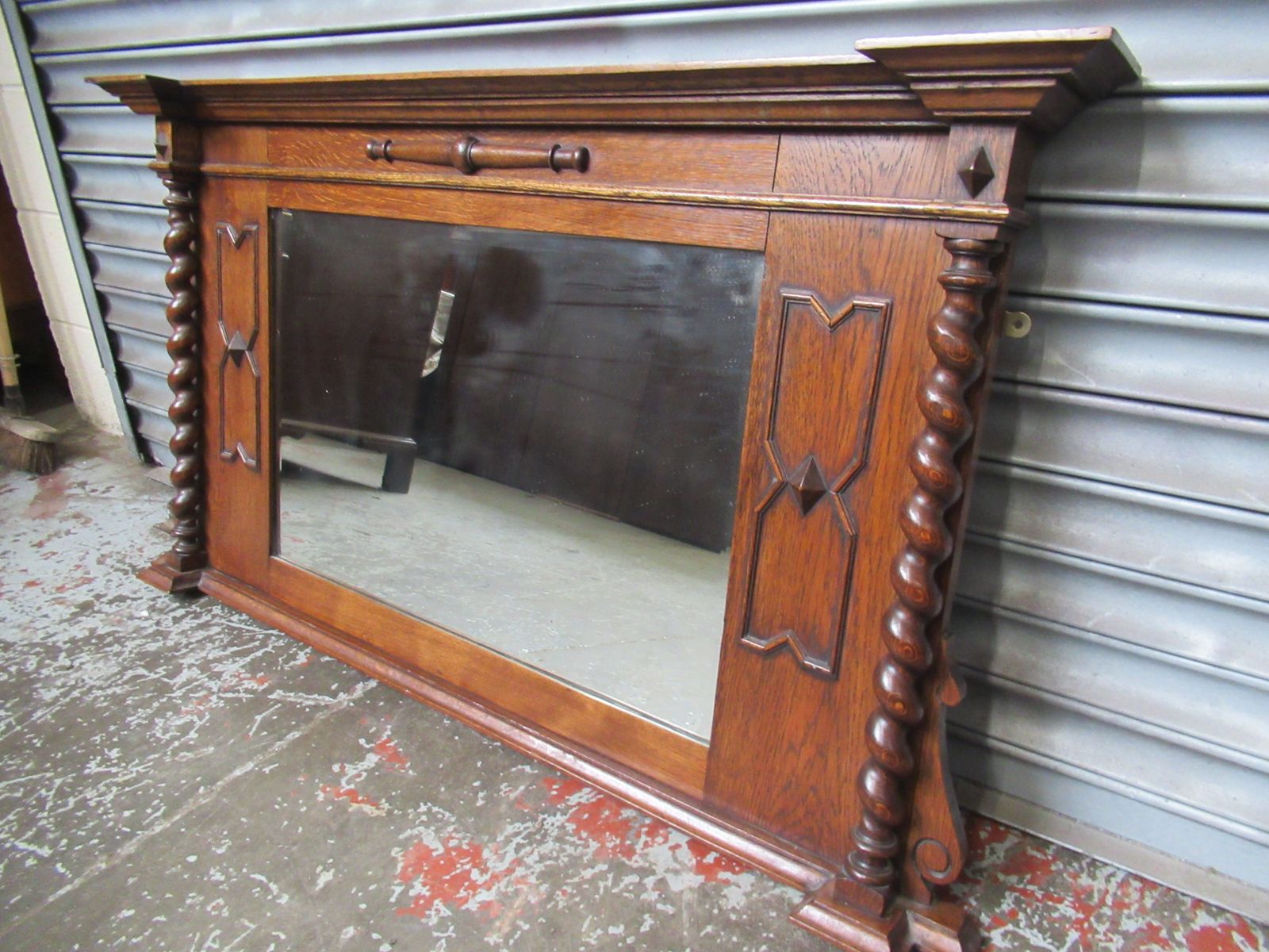 1920s   Oak  Overmantle  Wall Mirror photo 165.0