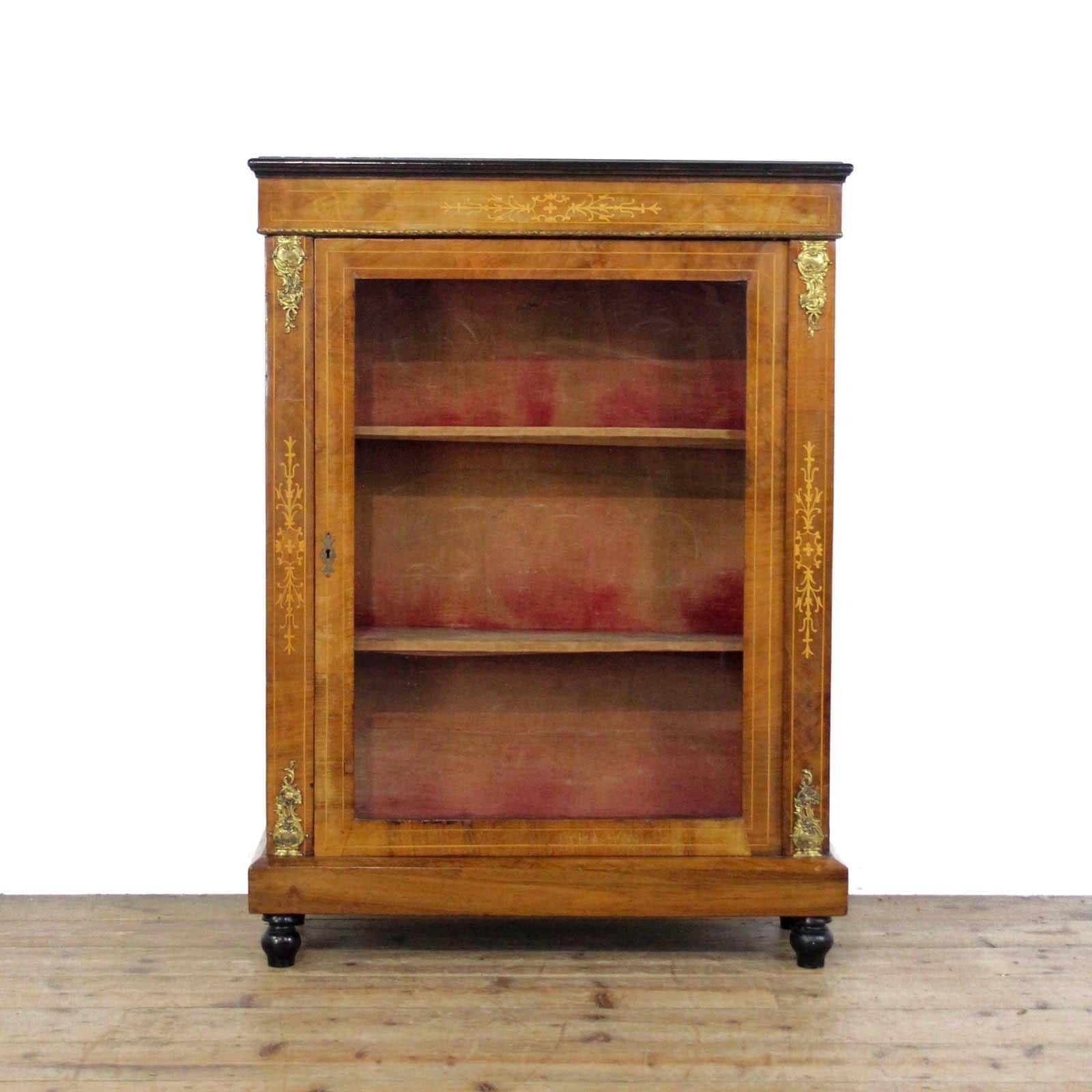 Antique Walnut Inlaid Pier Cabinet | Display Cabinet | Antique Cabinet | Antique Storage | Display Cabinet (M 6513)