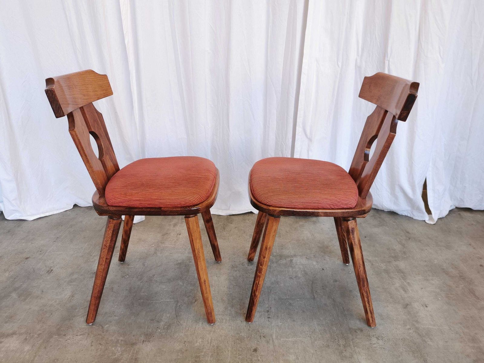photo buy 1 Of 2 Vintage Tyrolean Wooden Dining Chairs, Austrian Farmhouse Alpine Style Chairs, 1970s