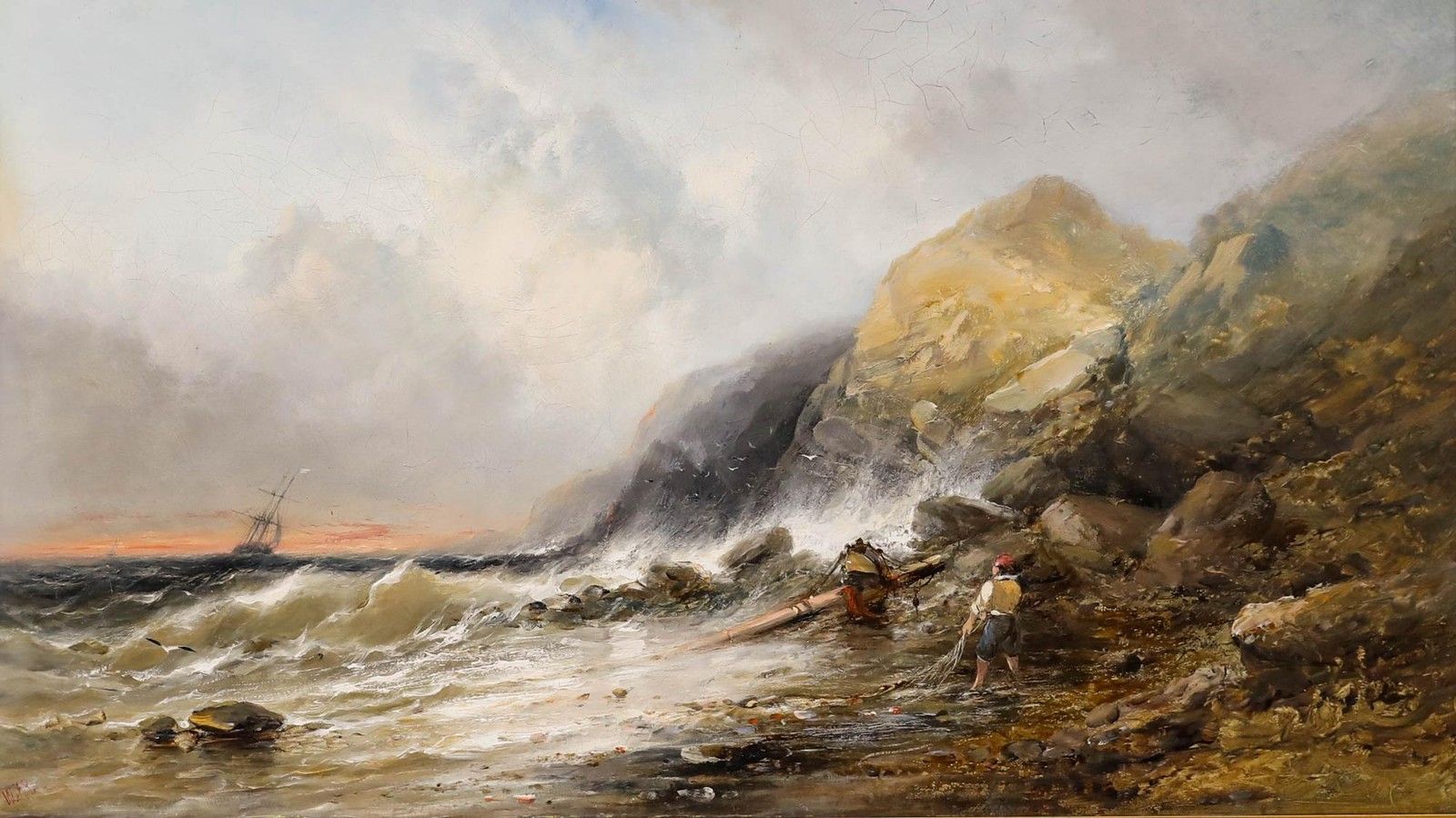 William James Durant Ready (1823 1873) Framed Oil, A Stranded Sailor photo furniture