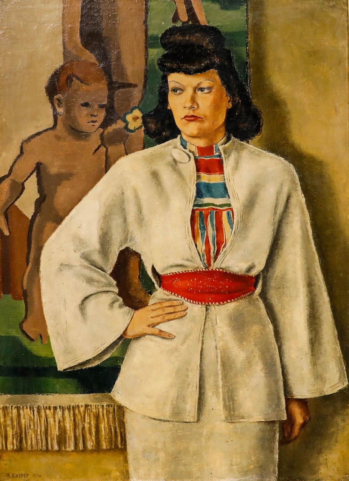 Rudolf Kaster (1914 2003) Framed 1940 Oil, Portrait Of A Lady photo furniture
