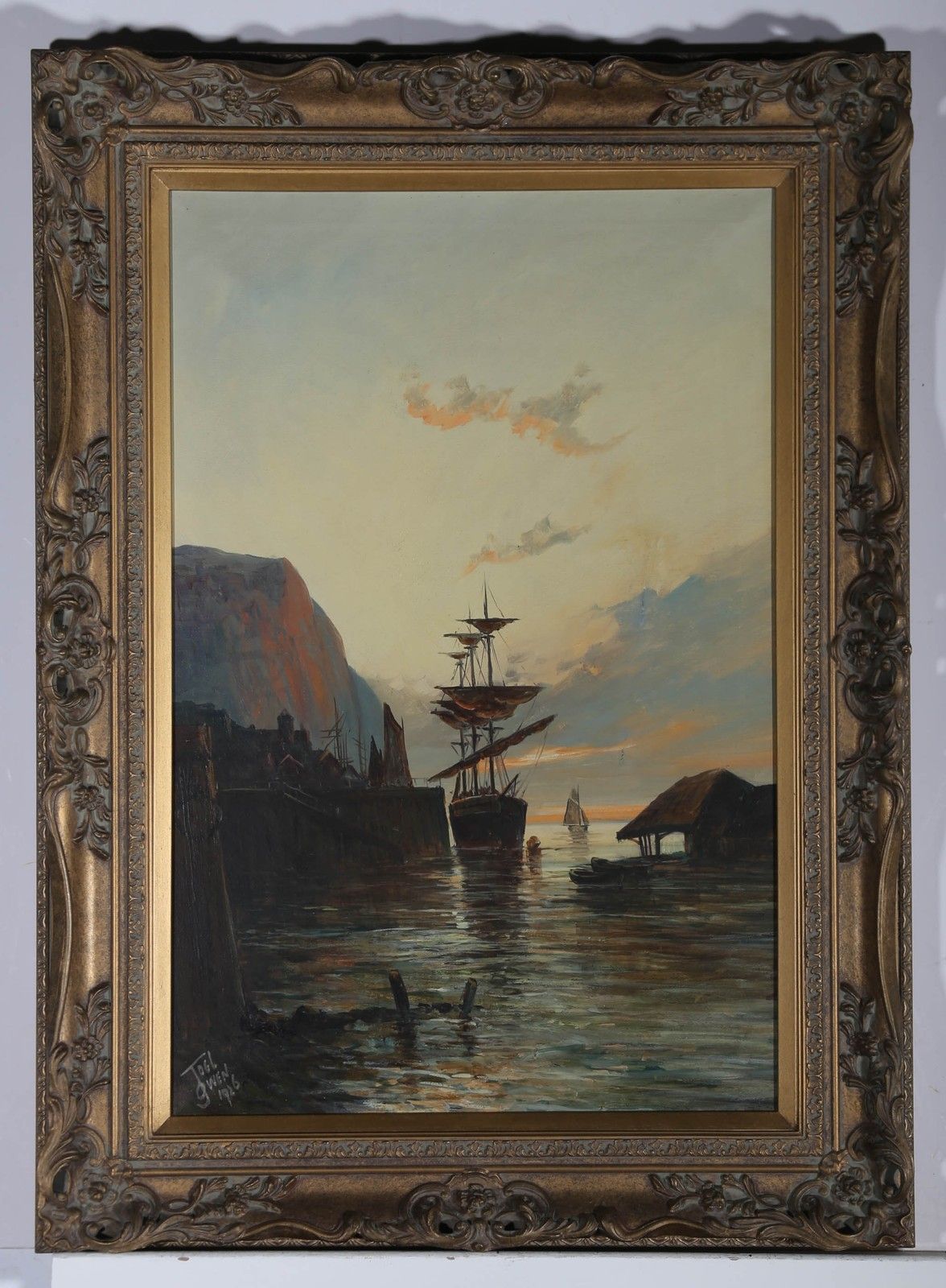 Francis E. Jamieson (1895 1950) Framed 1926 Oil, Granton Harbour, Near Leith photo for sale