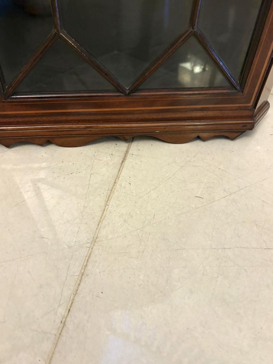 Antique Early 20th Century Quality Inlaid Mahogany Wall Hanging Corner Display Cabinet photo vintage