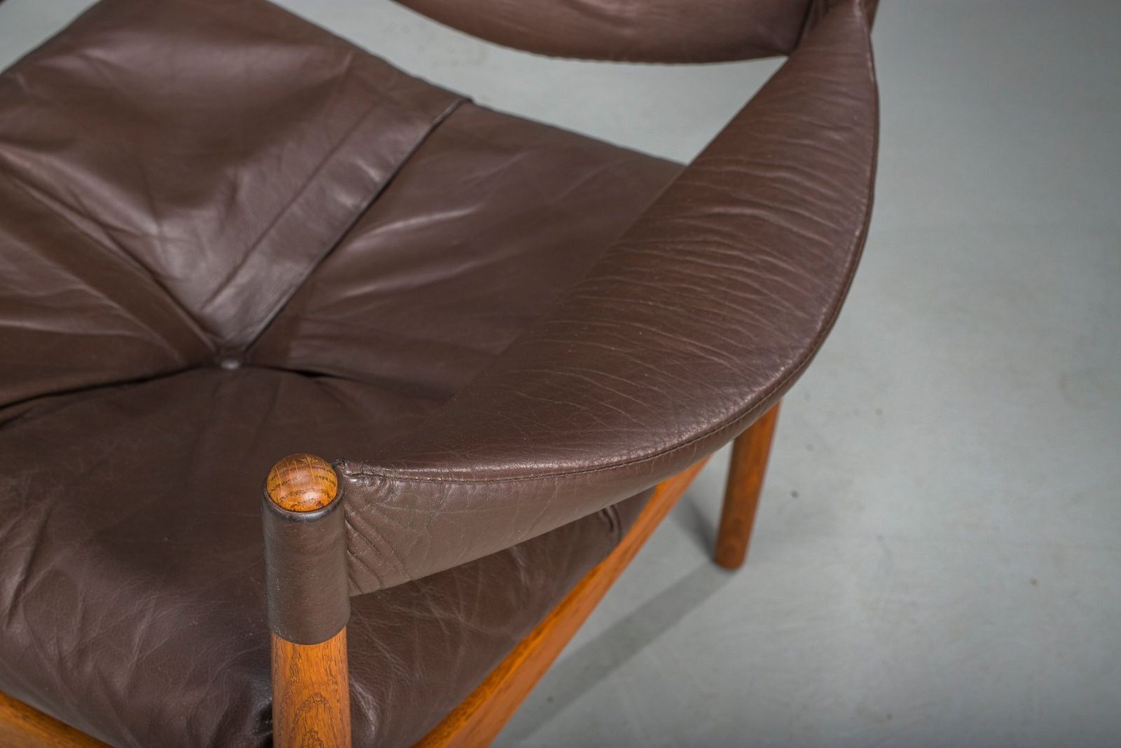 Mid Century Modern Danish Oak And Leather Lounge Chairs With Ottoman By Kristian Vedel For Søren Wiladsen, 1960s, Set Of 3 photo Furniture