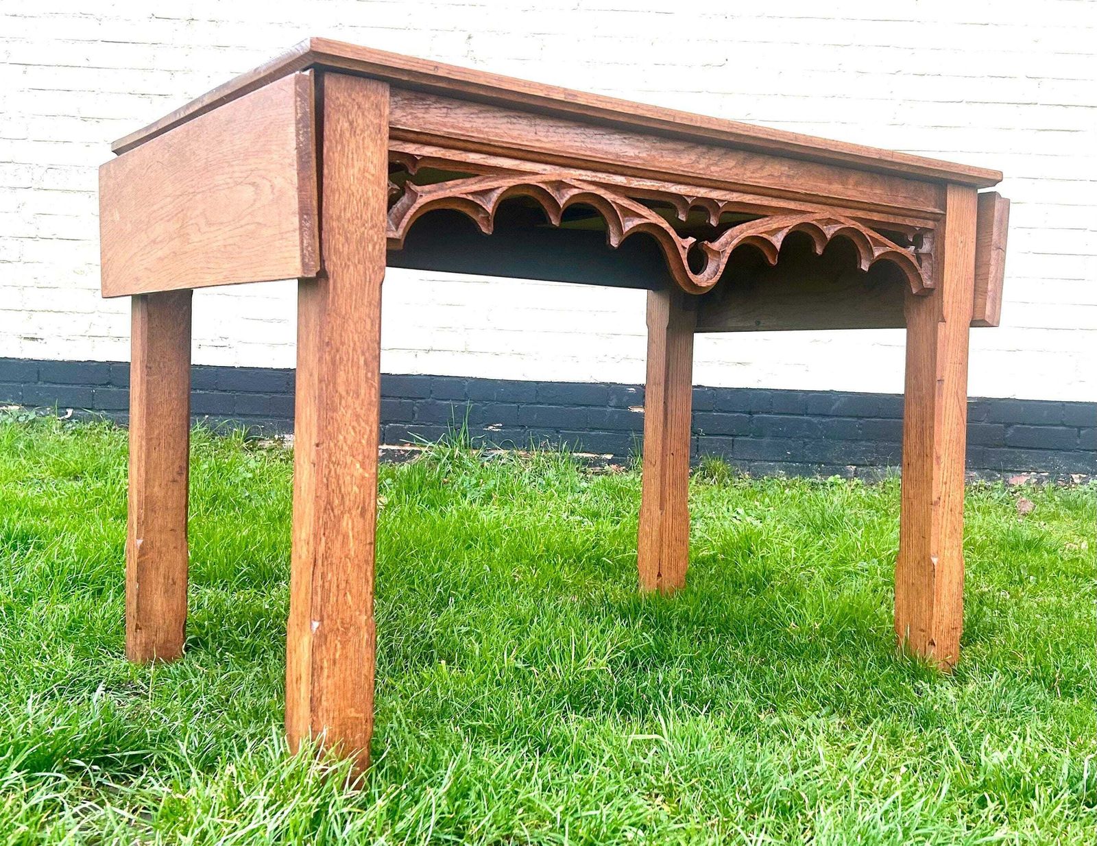 Victorian Oak Vestry Table Vintage Rustic Industrial Desk Office Wooden Old Wooden Side Antique Kitchen Arts And Crafts Dining Console