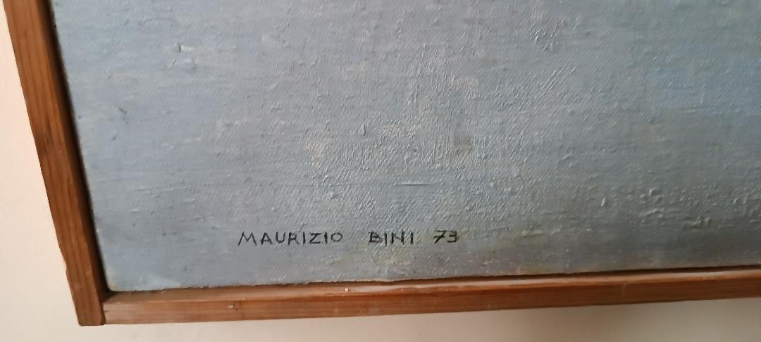 Large Abstract Painting Maurizio Bini (1940) Signed And Dated 1972 photo buy