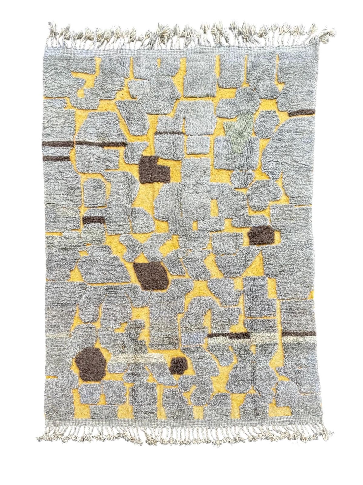 Moroccan Mrirt Rug 190x300 Cm | Handmade Wool Area Rug | Yellow And Gray Abstract Design | Luxury Berber Rug | Free Worldwide Shipping photo furniture