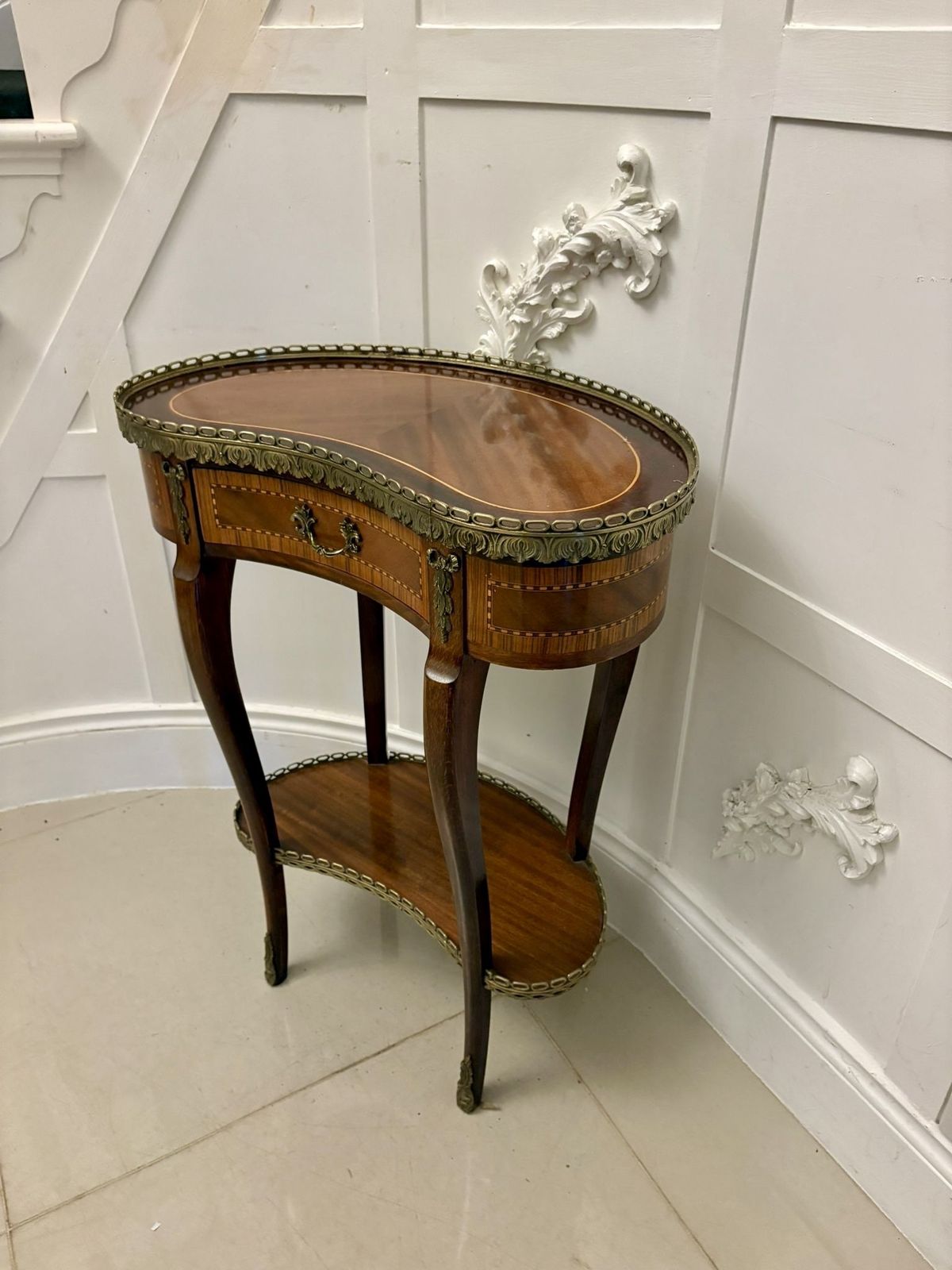 Antique French Quality Louis XV Style Kidney Shaped Side Table photo vintage