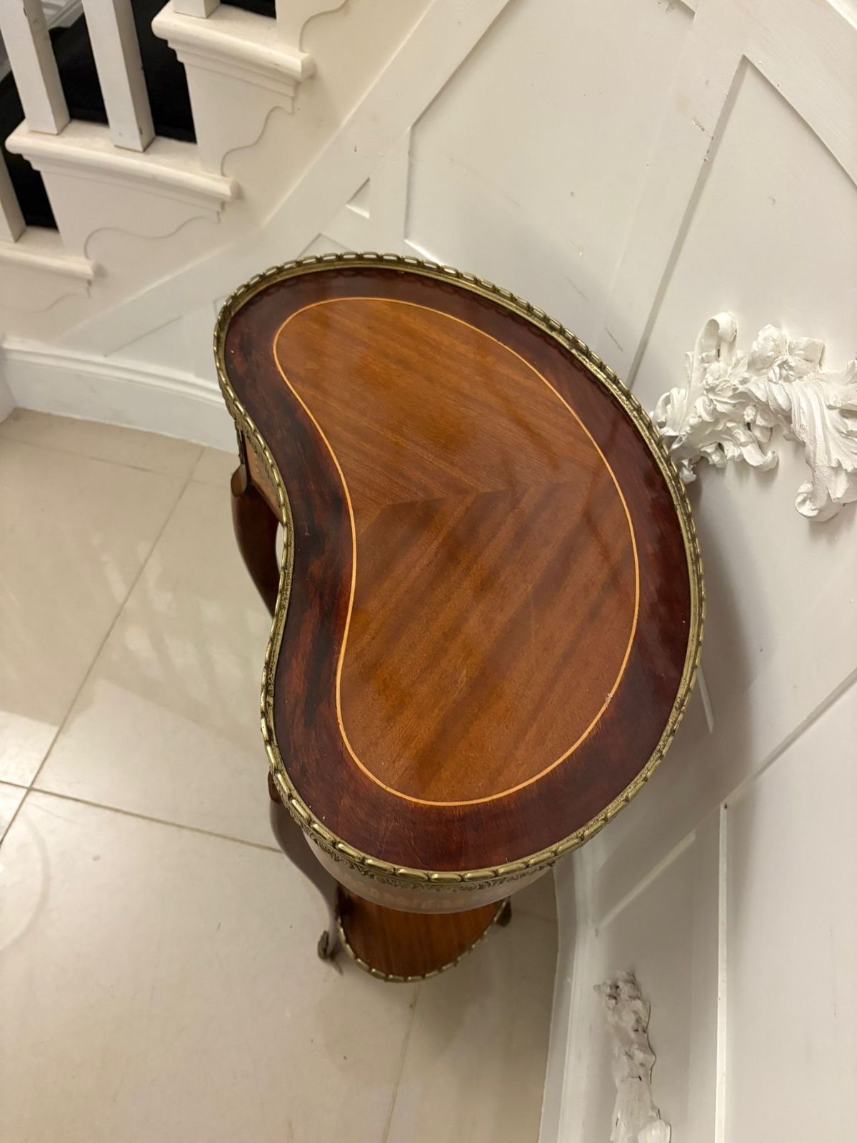 Furniture Antique French Quality Louis XV Style Kidney Shaped Side Table photo