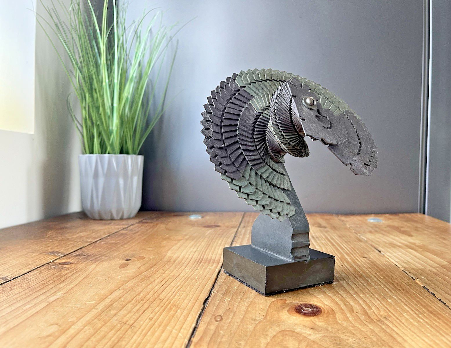 Rare 2 Tone Welsh Folk Art Carved Slate Fan Sculpture Quarryman Fireside Antique photo for sale