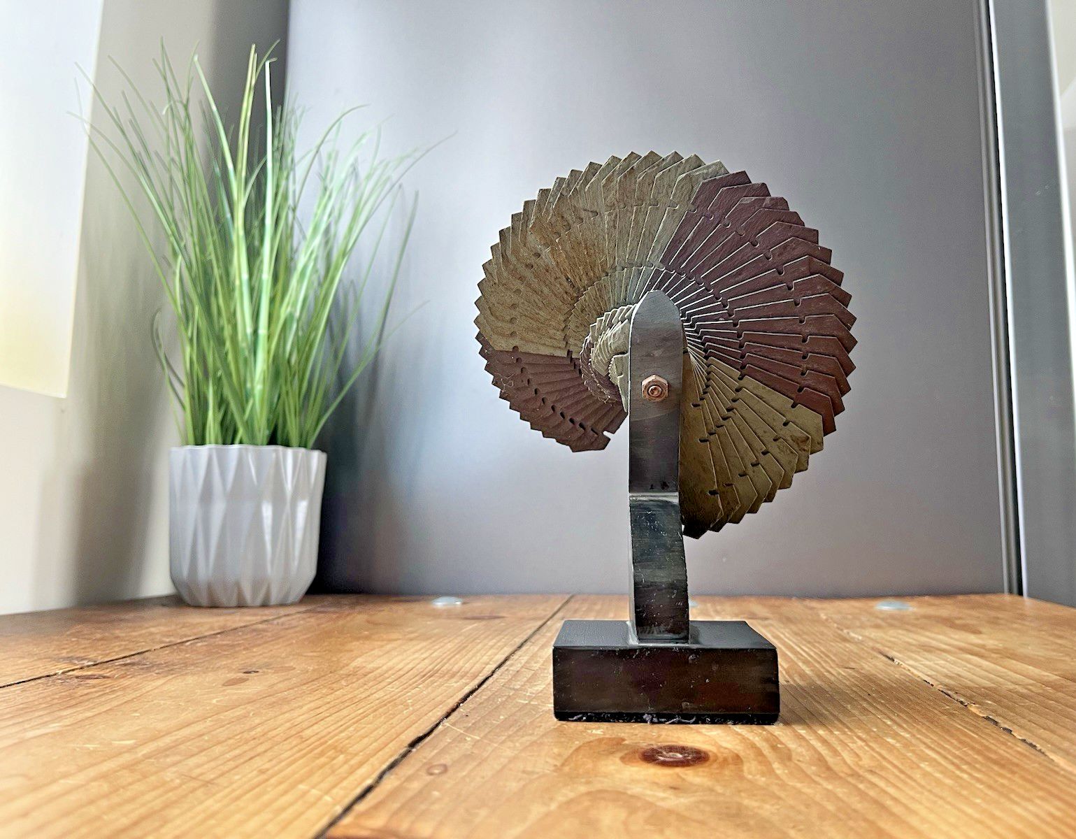Rare 2 Tone Welsh Folk Art Carved Slate Fan Sculpture Quarryman Fireside Antique photo 185.0