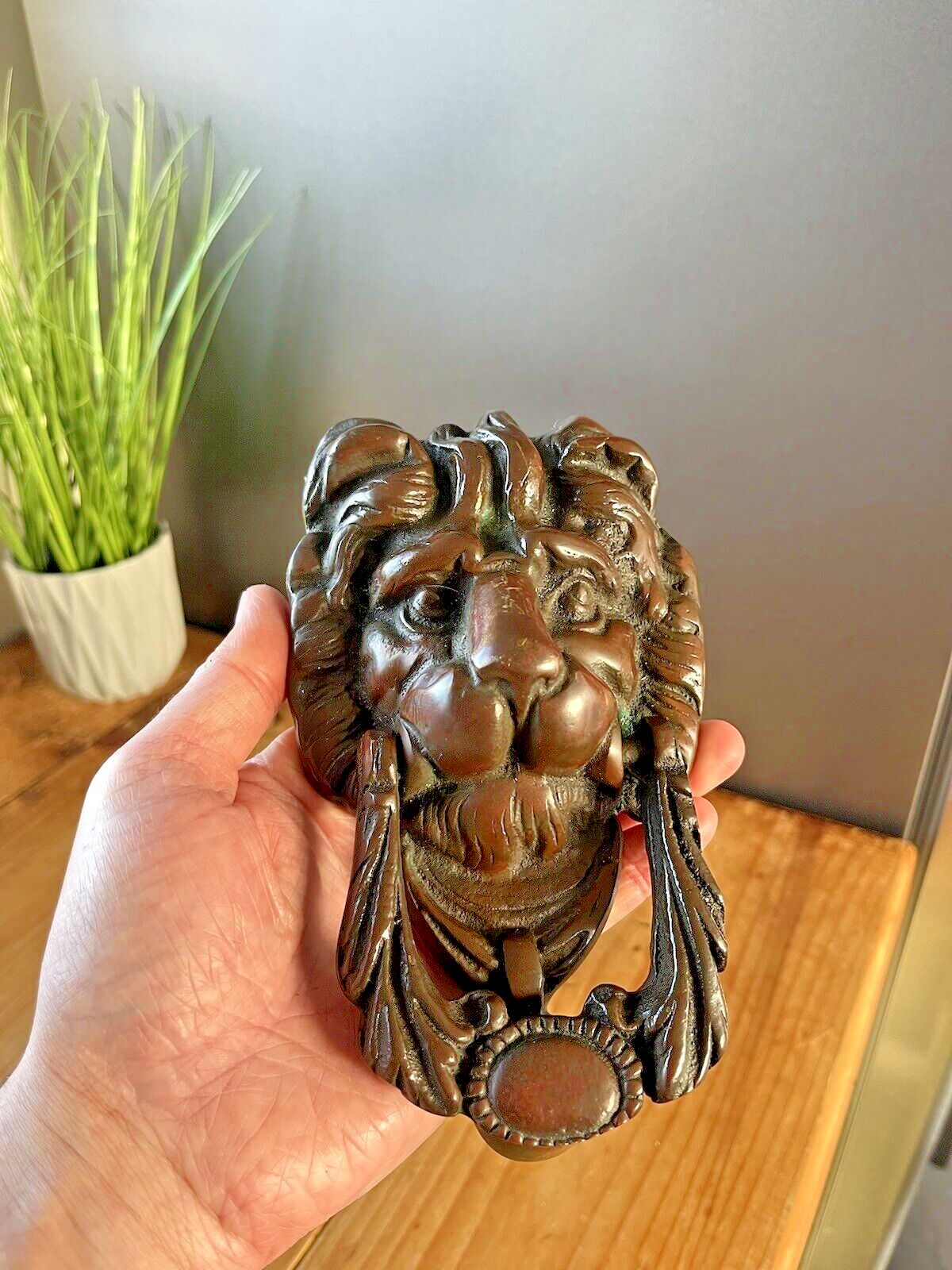 Quality Antique Lions Head Mask Bronze Brass Door Knocker Grand Regal French photo furniture