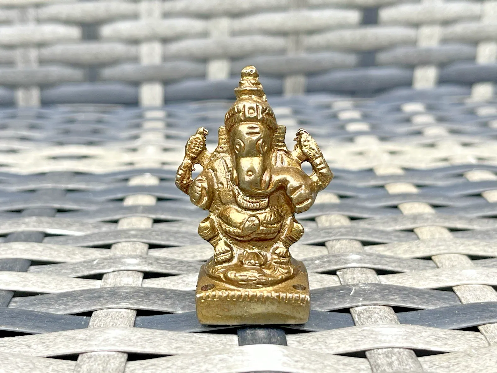 Miniature 2" Antique Lord Ganesha Hindu Elephant God Deity Statue Shrine Figure photo vinterior