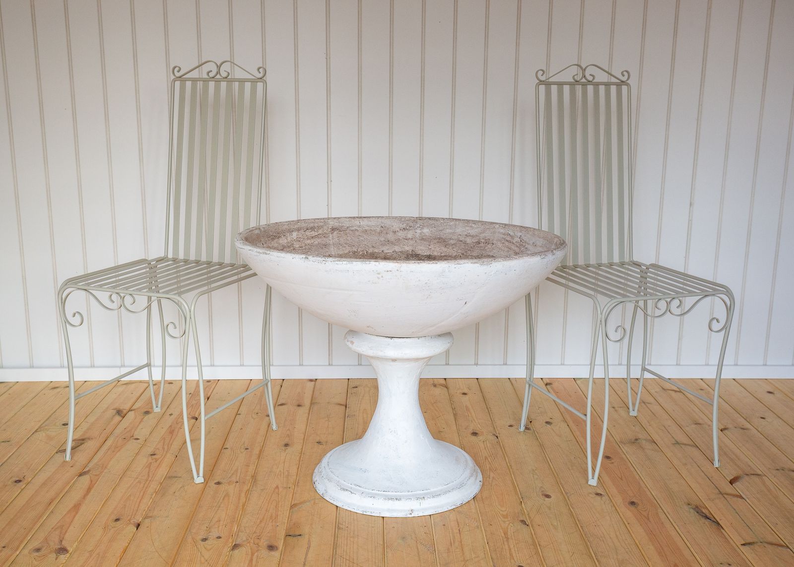 Monumental Pedestal Planter & Stand Country House Stamped Sculptural Classical Mcm 1950s Champagne Bath Neoclassical Bird Bath Guhl Garden Ornament photo furniture