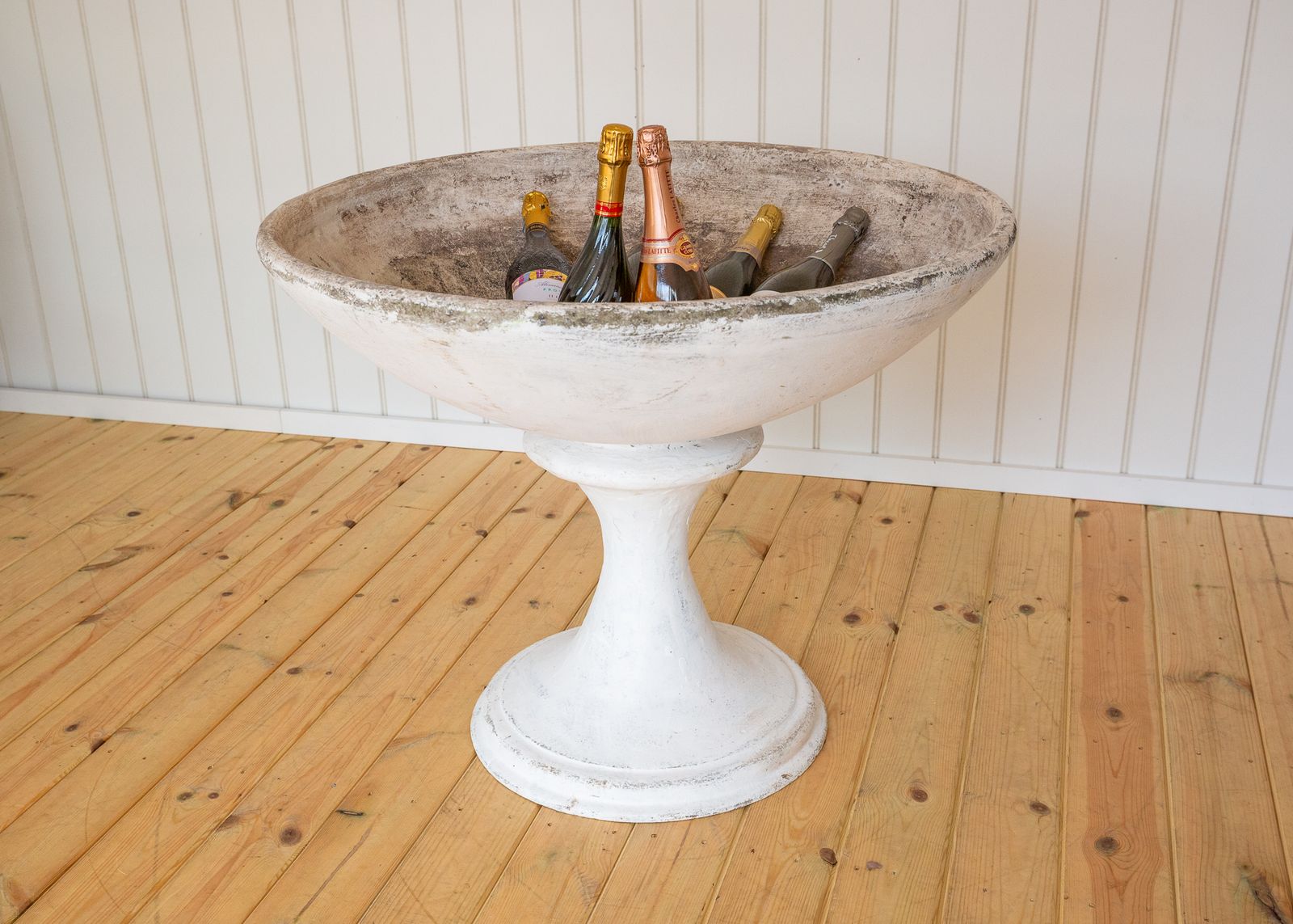 Garden Decor Monumental Pedestal Planter & Stand Country House Stamped Sculptural Classical Mcm 1950s Champagne Bath Neoclassical Bird Bath Guhl Garden Ornament photo