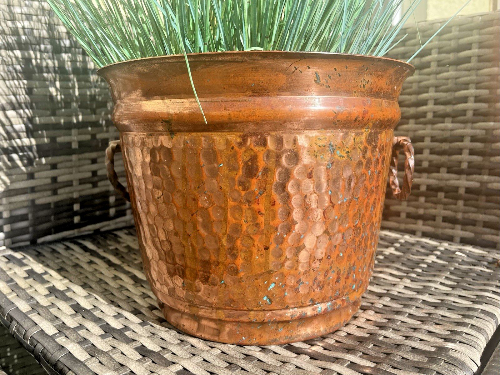 French Lecellier Villedieu Beaten Planished Copper Jardiniere Planter Plant Pot photo furniture