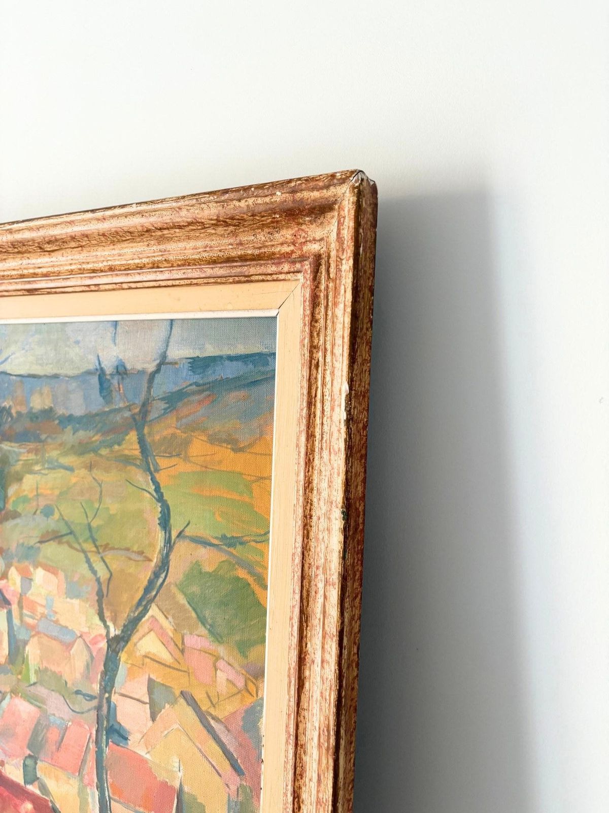 French School Mid Century Cubist Landscape Painting In Oil photo buy