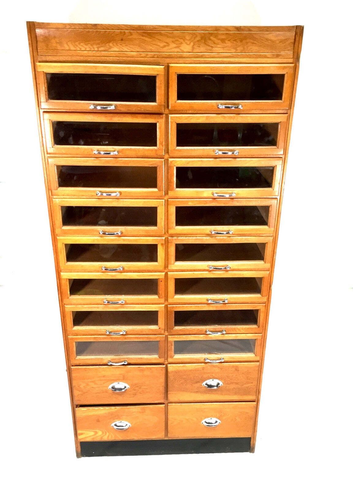 Antique Haberdashery Shop Display Cabinet / Glazed Fronted Drawers / Large C1950 photo furniture