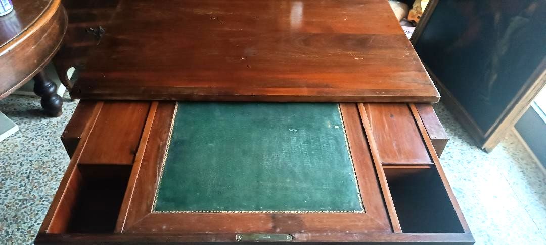 Antique Desk Table Sliding Top Mahogany Louis XVI photo vinterior