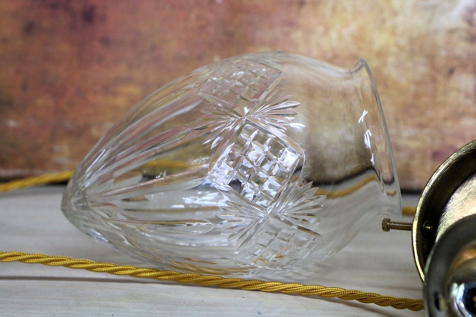 photo furniture Ceiling Light Antique Cut Glass Pendant Shade Acorn Multi Cut Rewired & Refitted