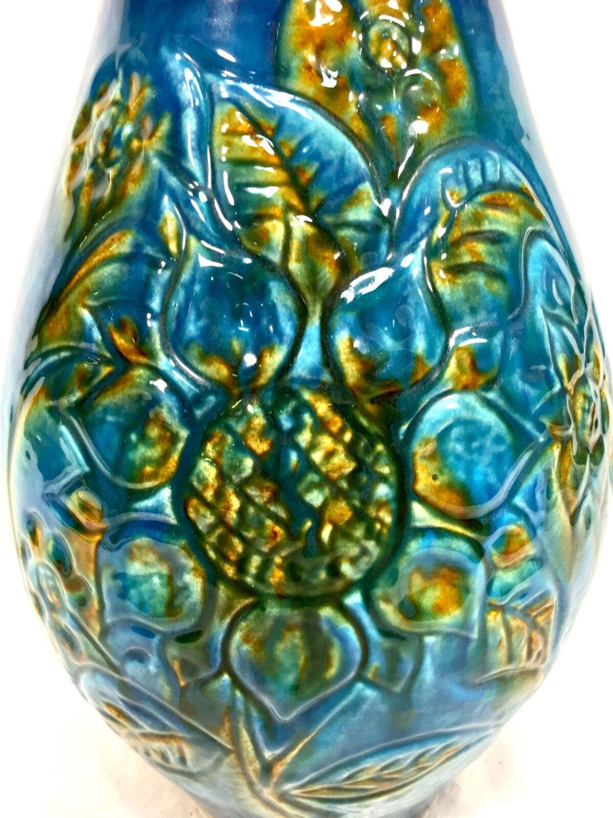 Vintage Large West German Pottery Carstens Tonnieshof Blue Sunflowers Retro 1970 photo furniture