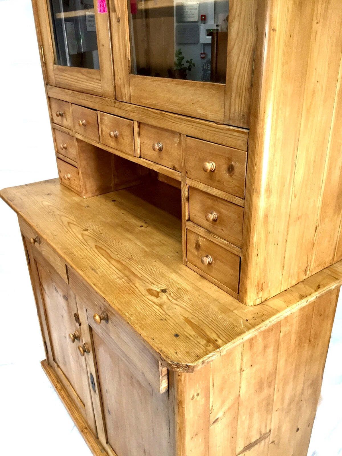 Antique Victorian Large Pine Kitchen Dresser Spice Cabinet Drawers / Cupboard photo buy