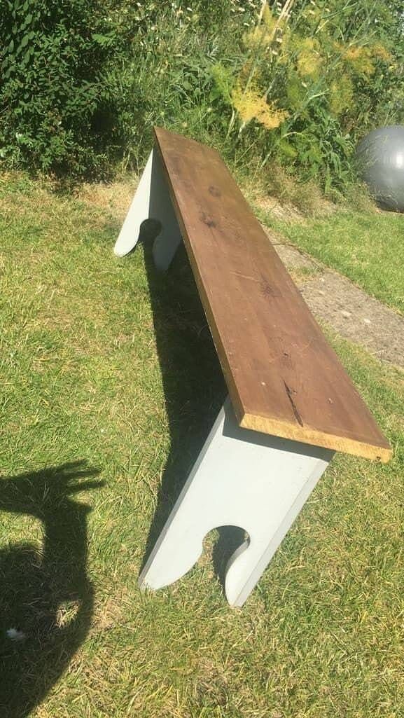 Rustic Painted Wooden Top High Bench Dining Conservatory Patio photo vinterior