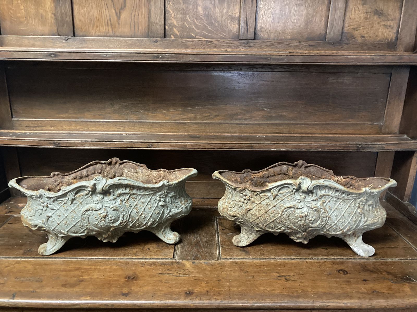 Pair Of Cast Iron Antique French Jardinière Planters