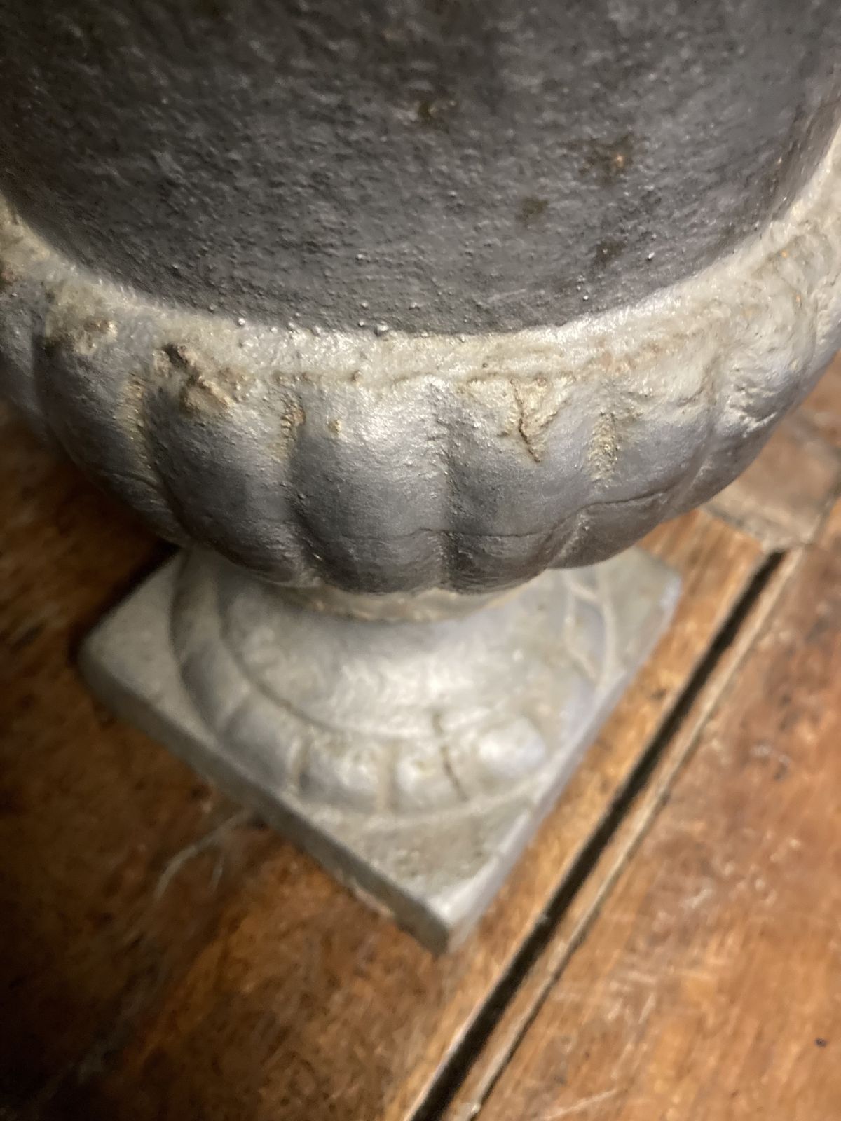 20thc Pair Of Nice Quality Cast Iron Campana Urns photo 395.0