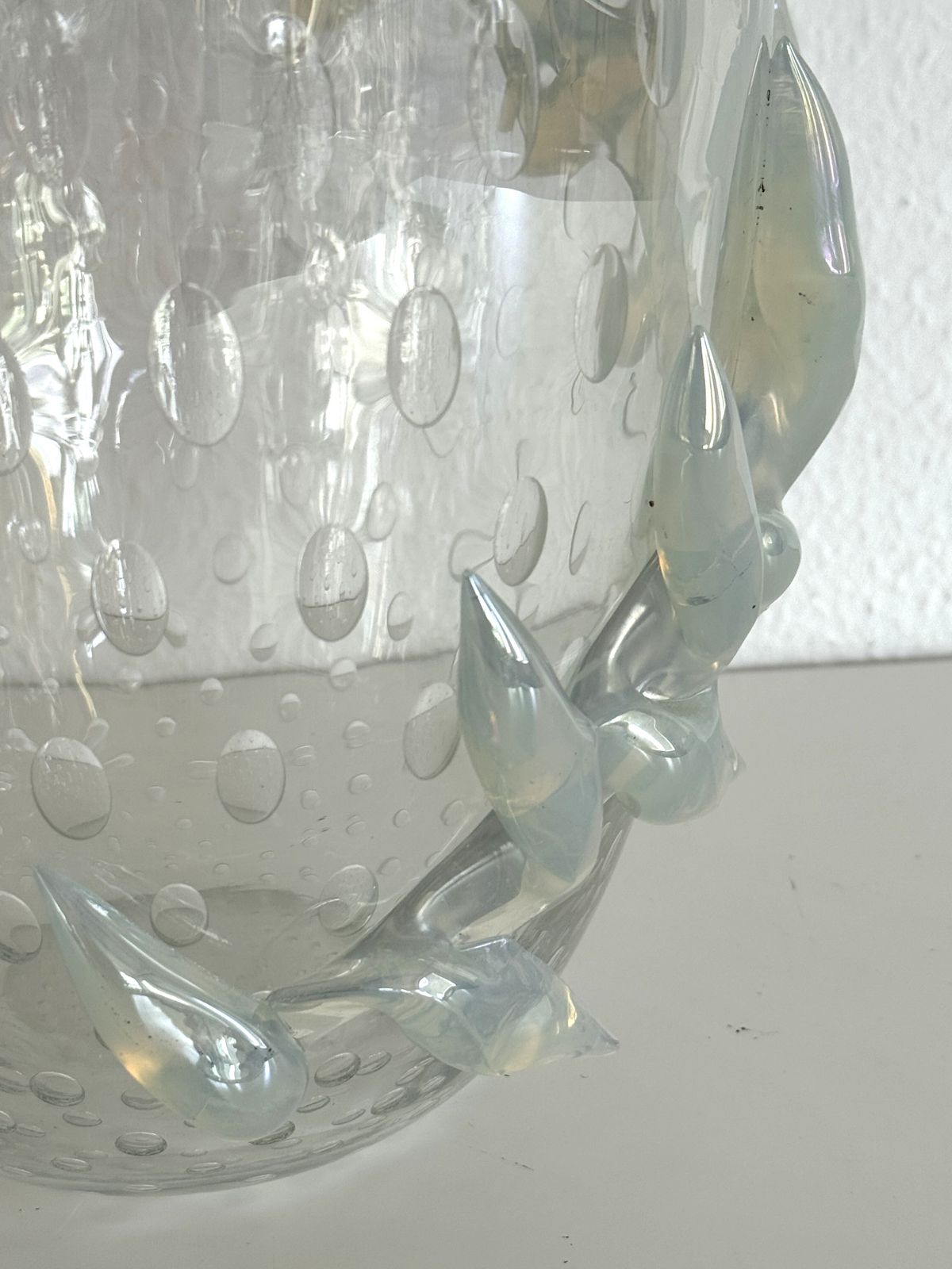 Italian Murano Glass Vase With Air Bubbles And Glass Garland photo for sale