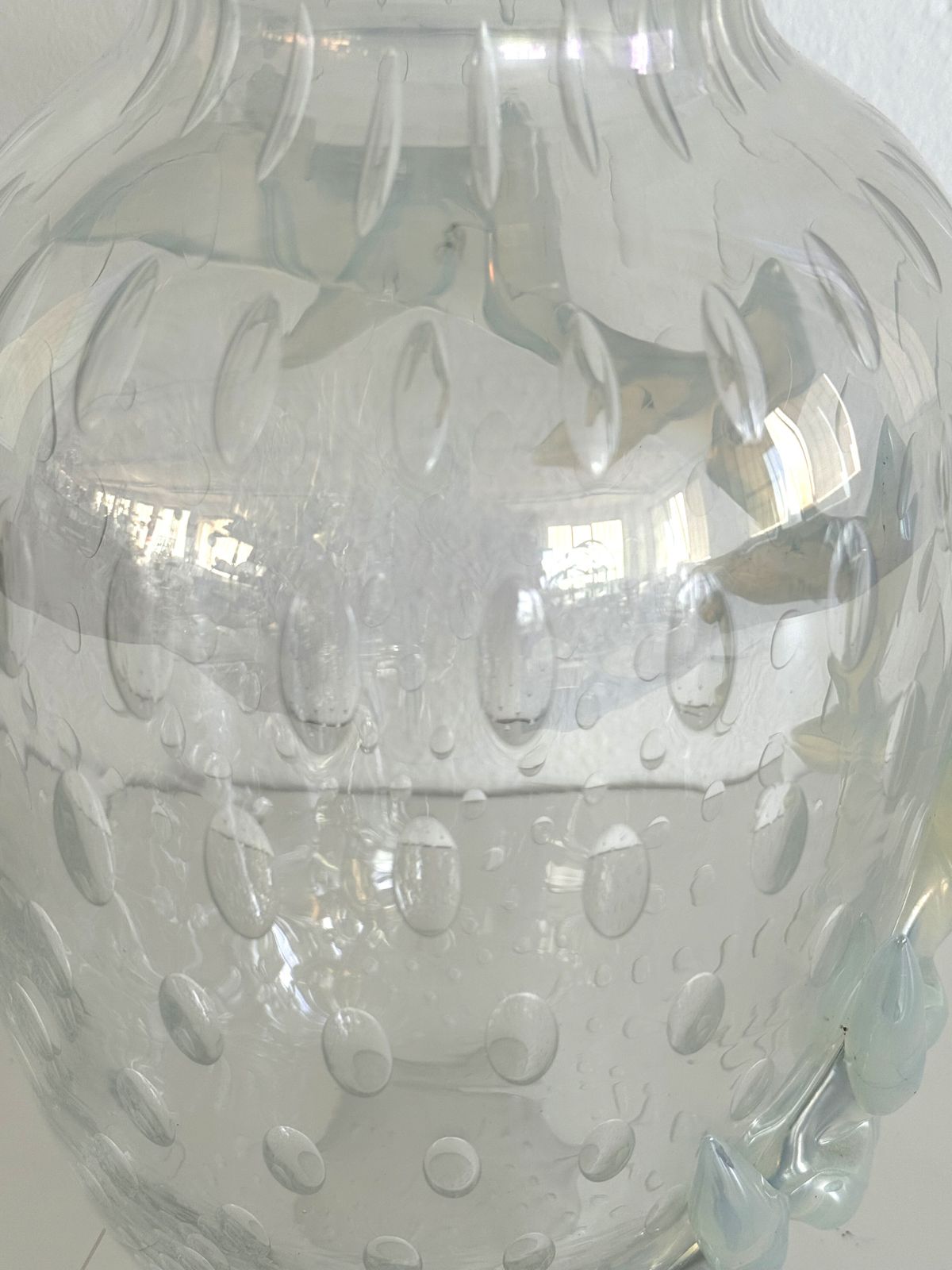 Italian Murano Glass Vase With Air Bubbles And Glass Garland photo buy