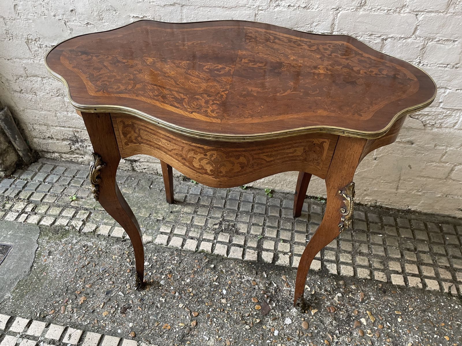 Elegant 19thc French Walnut And Marquetry Decorated Centre Table With Ormolu Detailing photo furniture