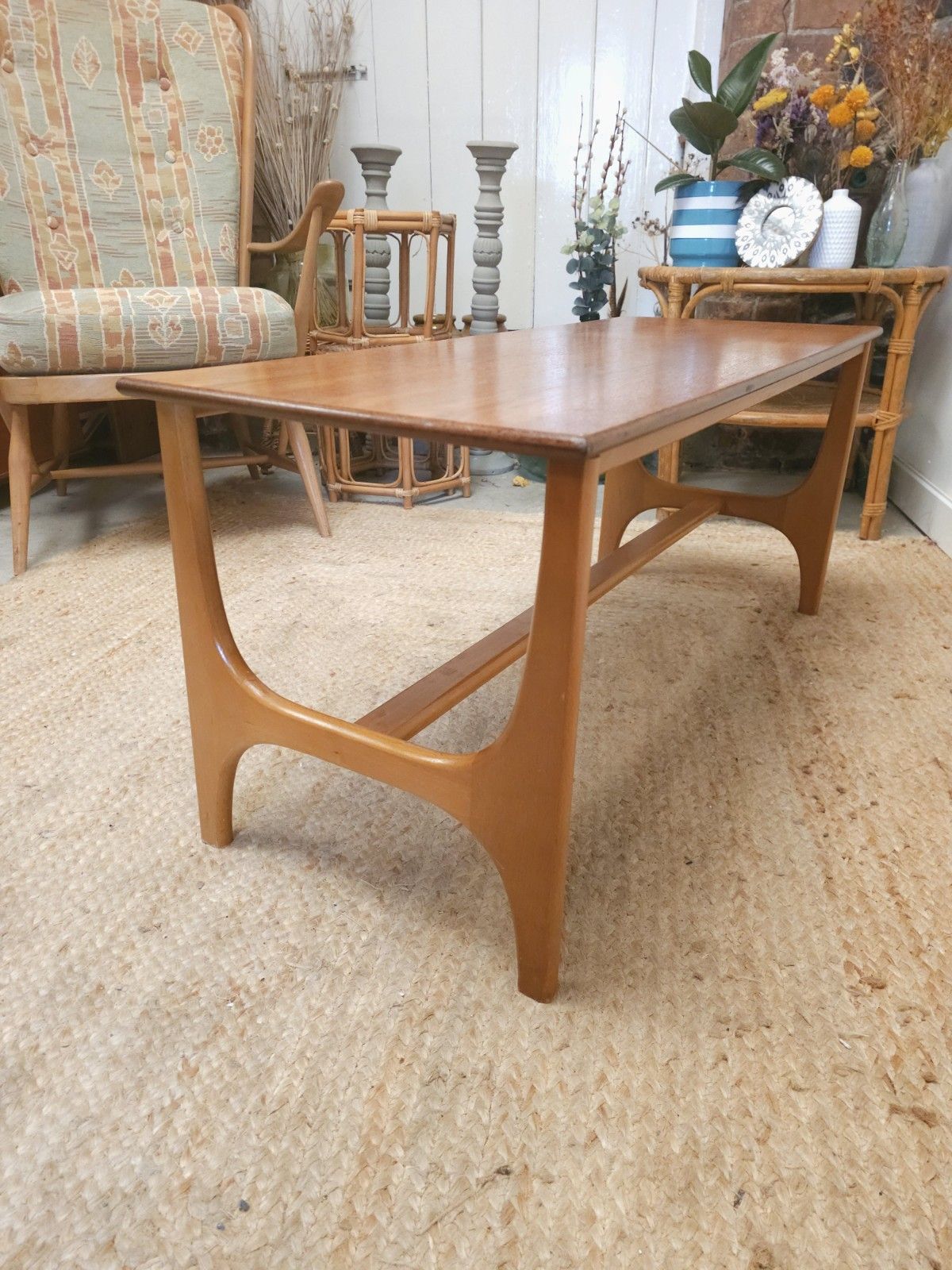 Retro Coffee Table Mid Century Original 1960s Teak Vintage Stylish Delivery photo Furniture
