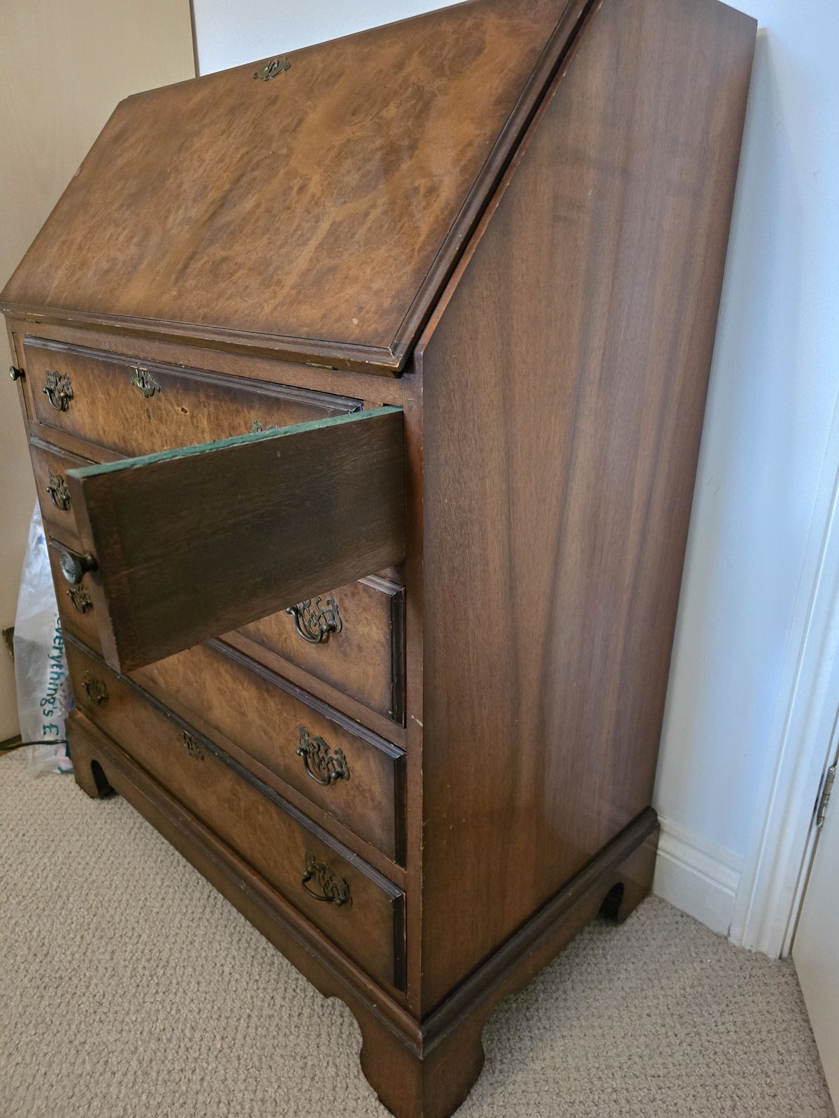 Antique Burr Walnut Writing Bureau From Cameo Furniture photo for sale