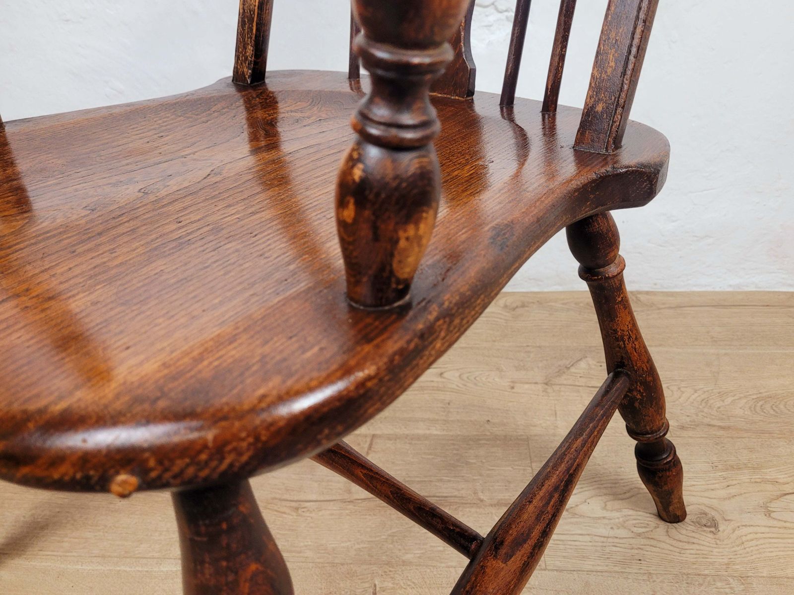 Furniture Vintage Kitchen Armchair Elm Farmhouse Country Pierced Back photo
