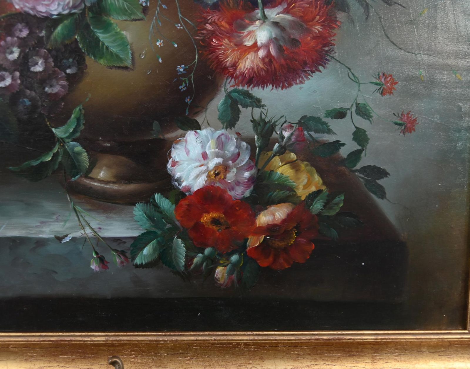 Georgian Floral Still Life Oil Painting Signed L.Ernest photo for sale
