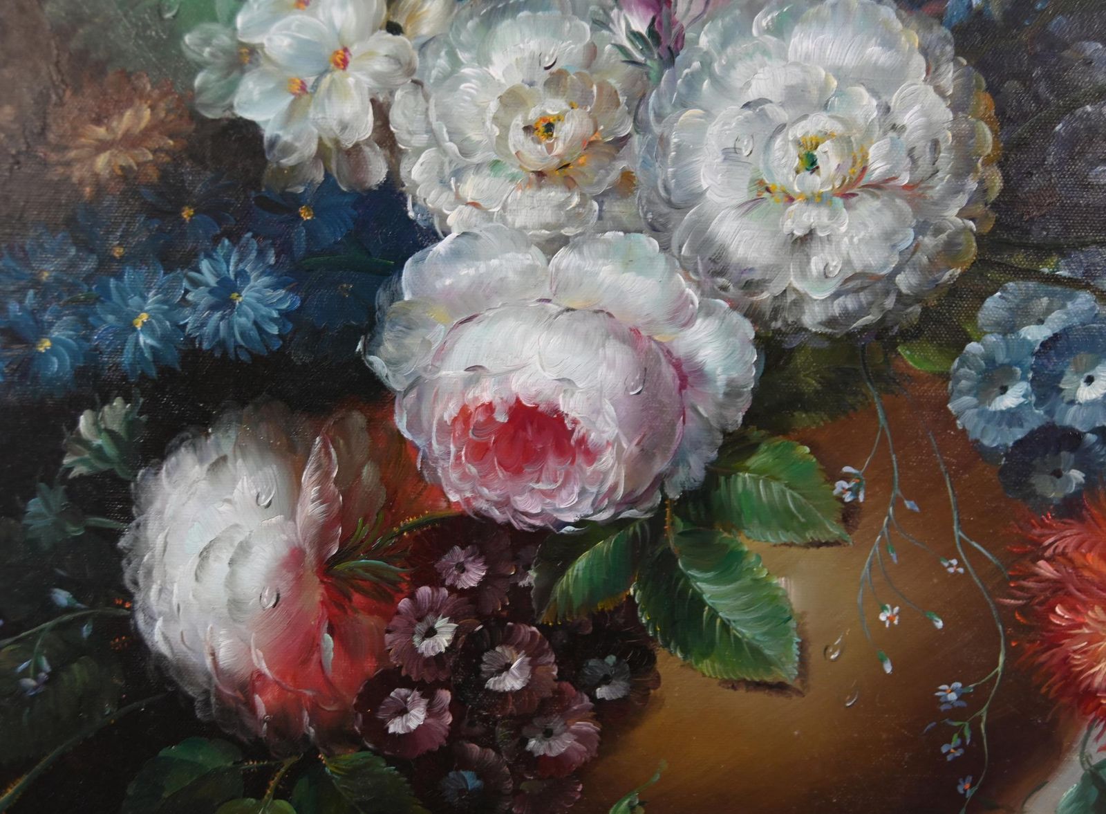 Georgian Floral Still Life Oil Painting Signed L.Ernest photo Art