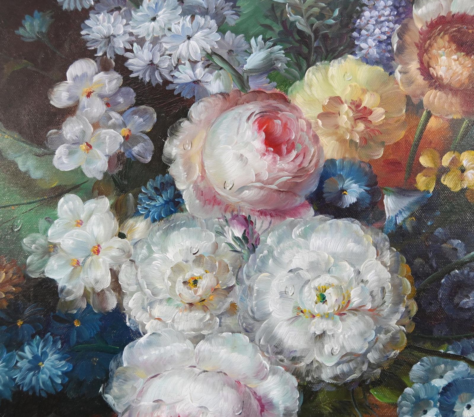 Georgian Floral Still Life Oil Painting Signed L.Ernest photo 1450.0