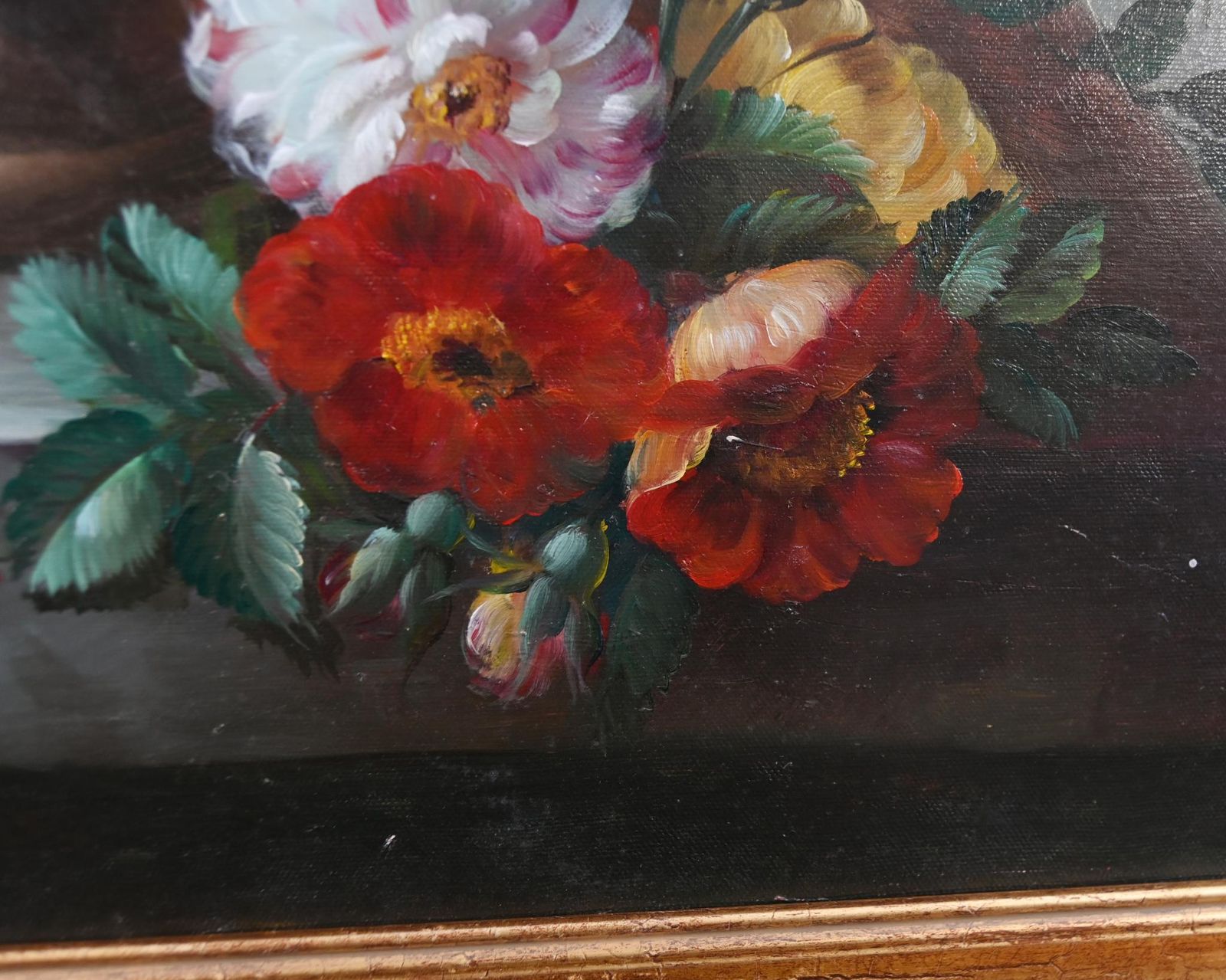 photo vinterior Georgian Floral Still Life Oil Painting Signed L.Ernest