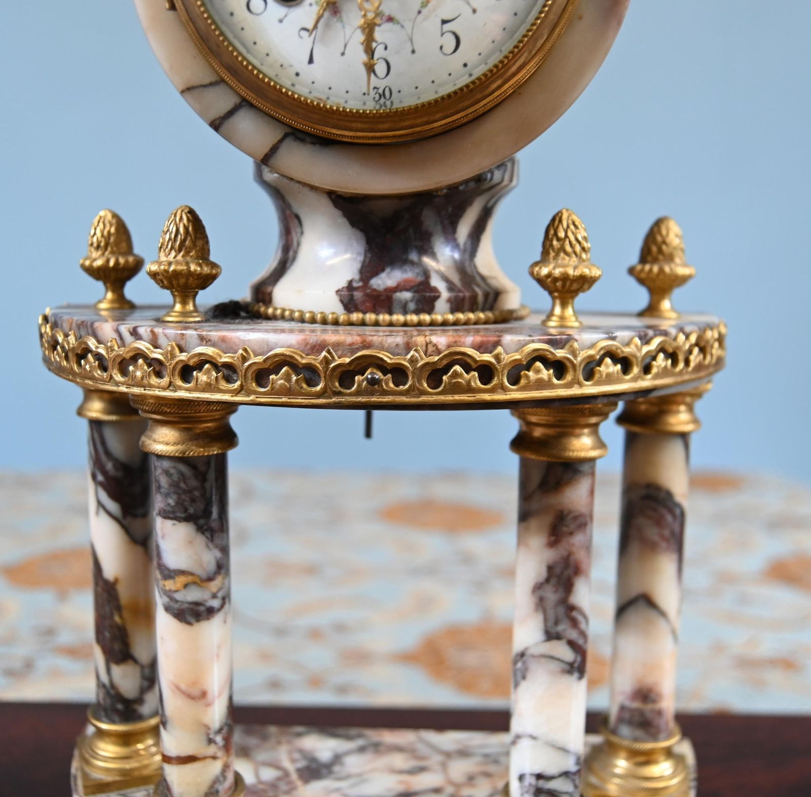 Louis XVI Clock Set Garniture Marble Gilt Candelabras French 1890 photo for sale