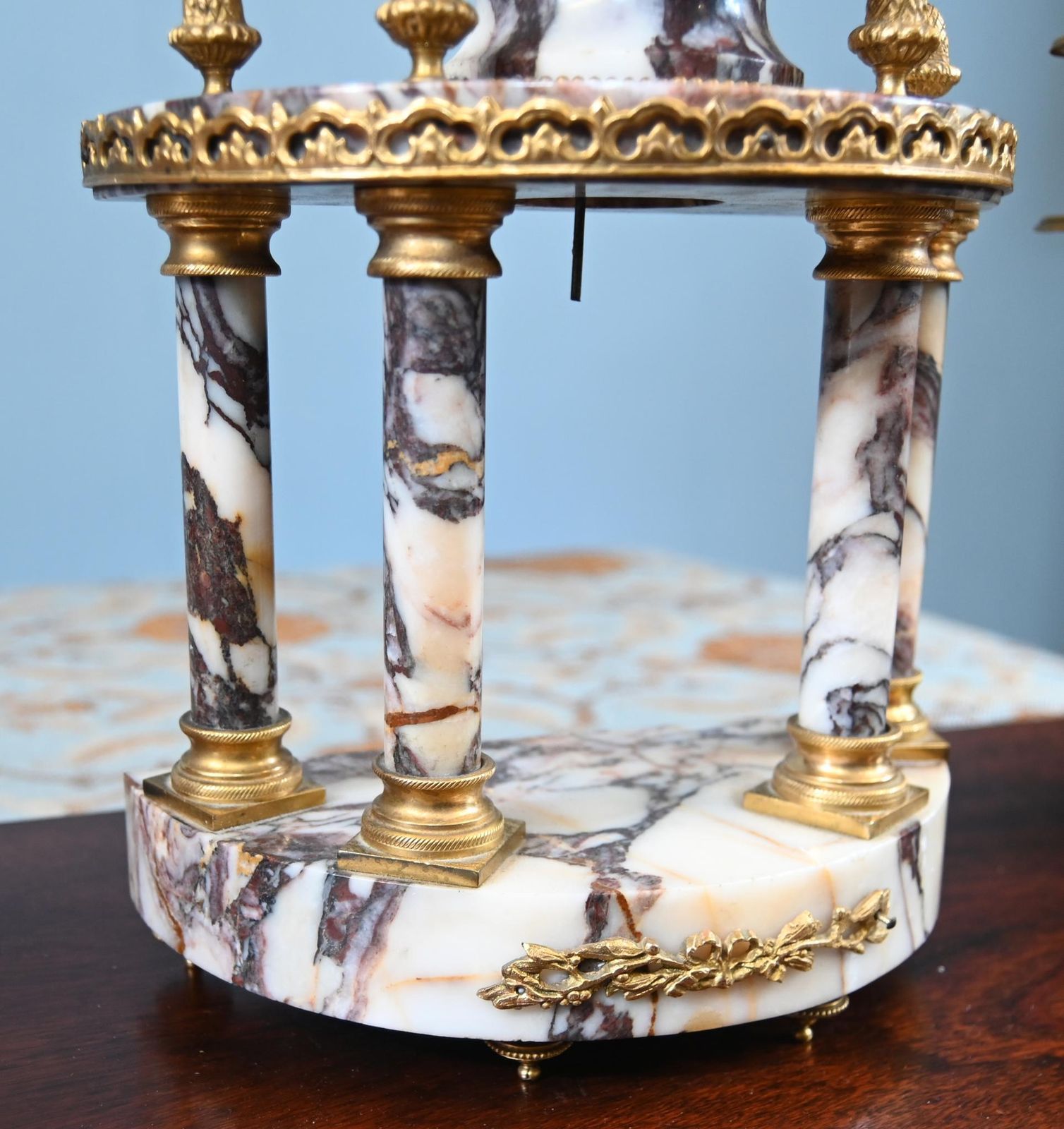 photo for sale Louis XVI Clock Set Garniture Marble Gilt Candelabras French 1890