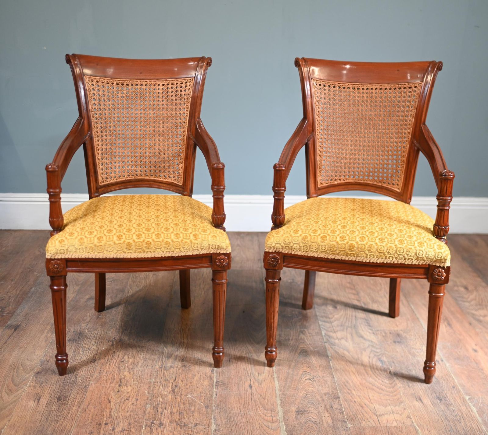 Pair Regency Arm Chairs Bergere Backs photo Furniture