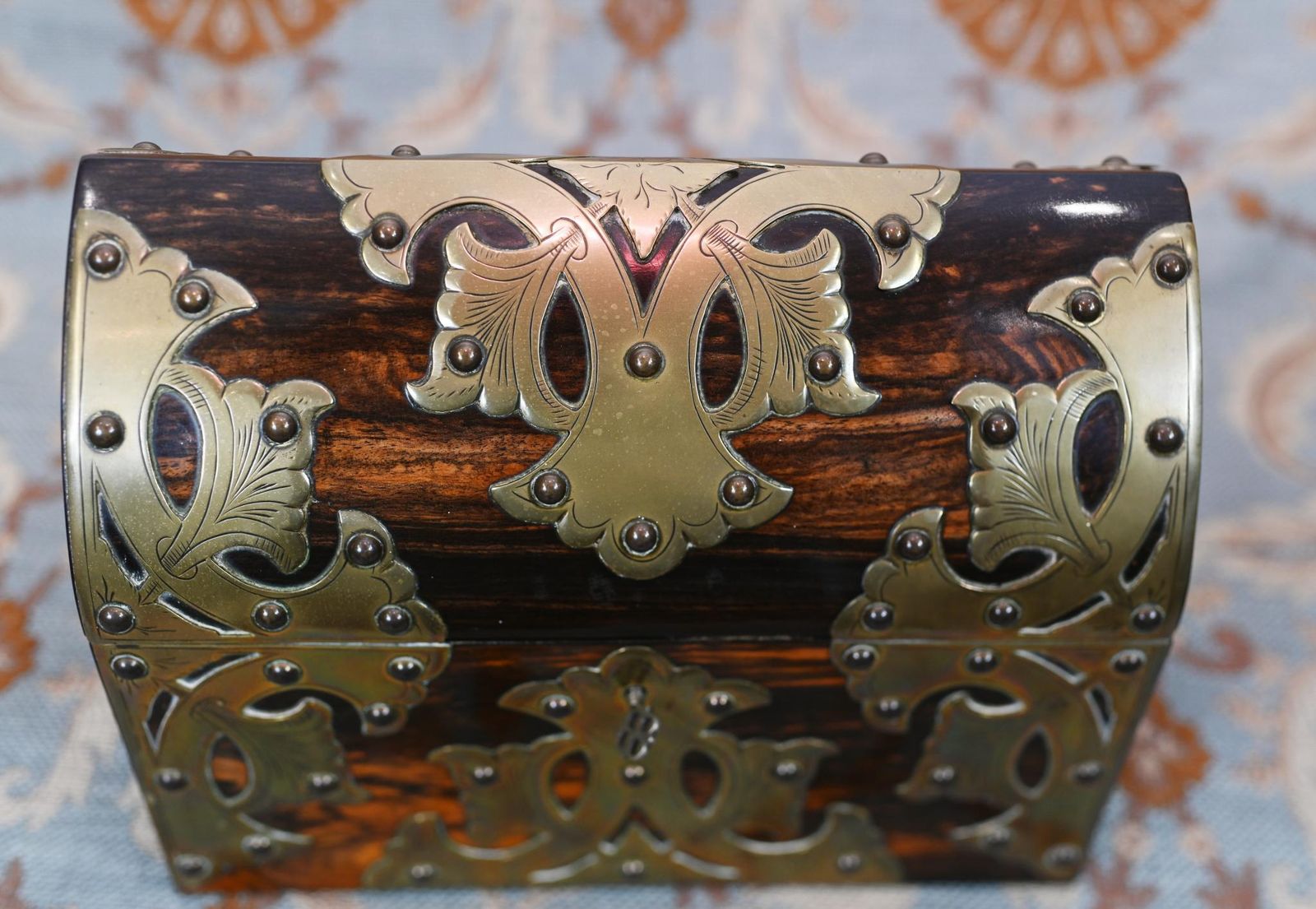 Victorian Stationary Box Cormandel Brass Letter Casket 1890 photo Home Decor