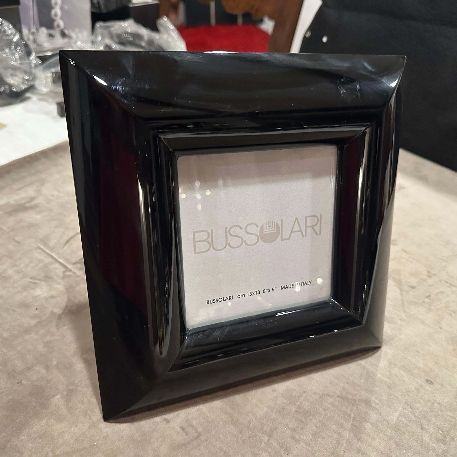 1990s Modern Black Lacquered Wood Italian Square Picture Frame By Bussolari photo vintage