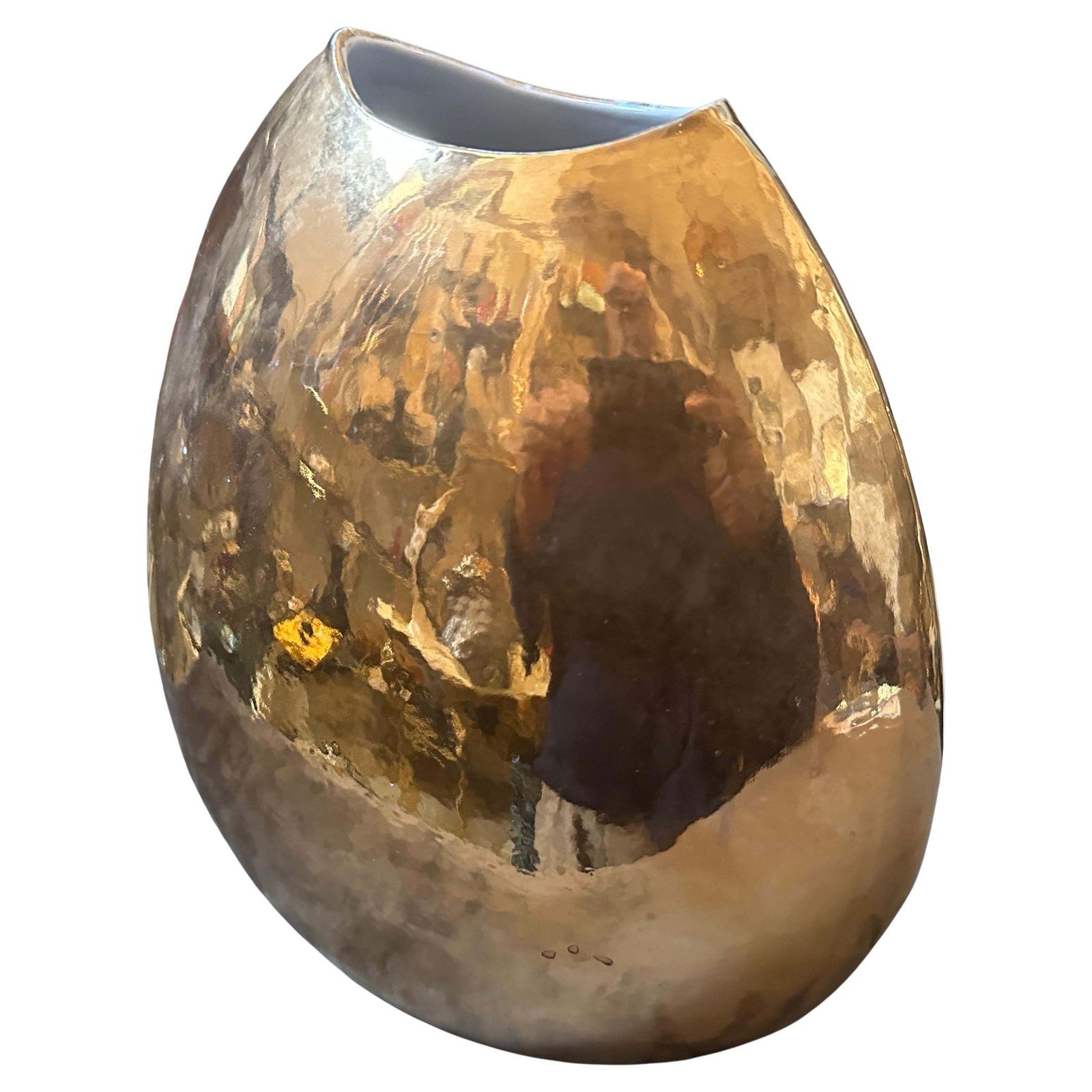 1970s Mid Century Modern Gilded Porcelain Italian Vase By Nove San Marco