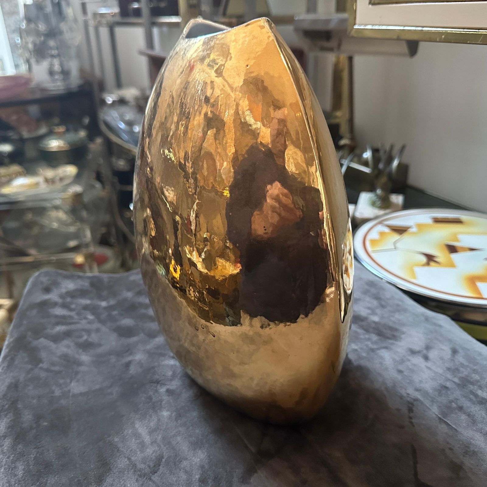 1970s Mid Century Modern Gilded Porcelain Italian Vase By Nove San Marco photo furniture